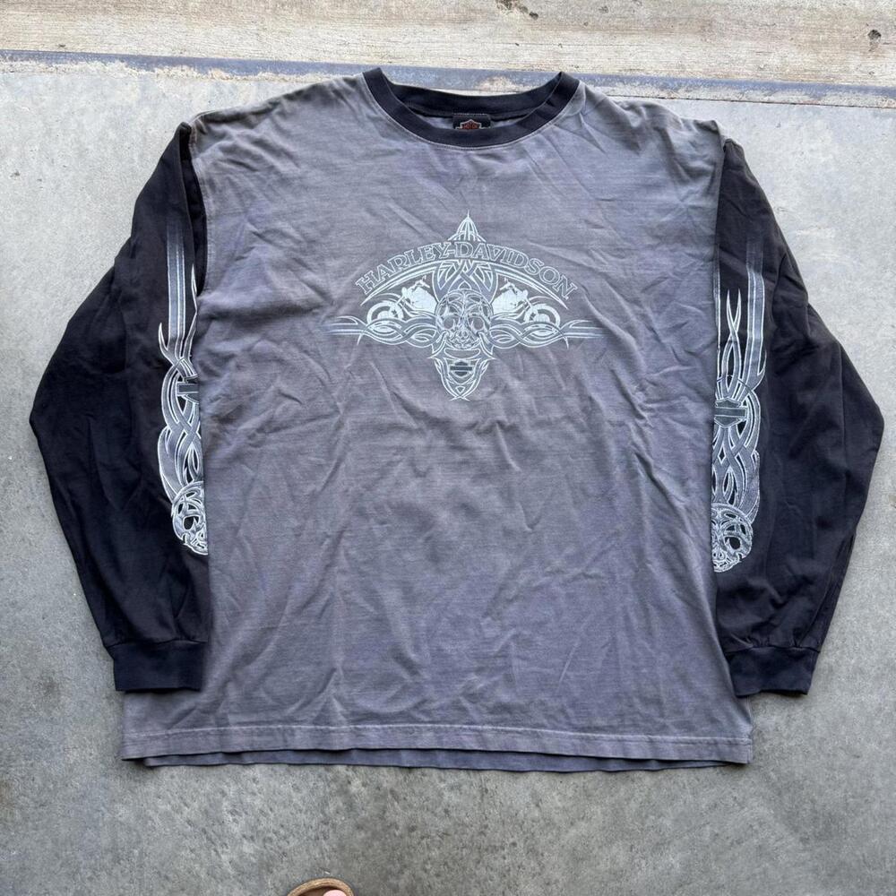 Vintage Harley Davidson Tribal grunge faded long sleeve Los Angeles Size XL